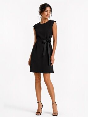 Calvin Klein Women’s Black Sleeveless Fit & Flare Dress with Waist Belt size 6